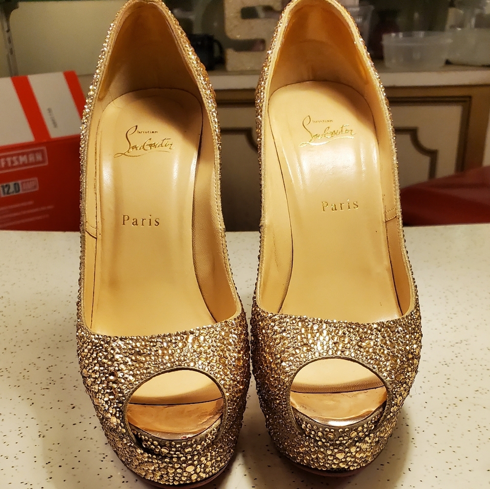 Christian Louboutin Lady Peep Strass heels